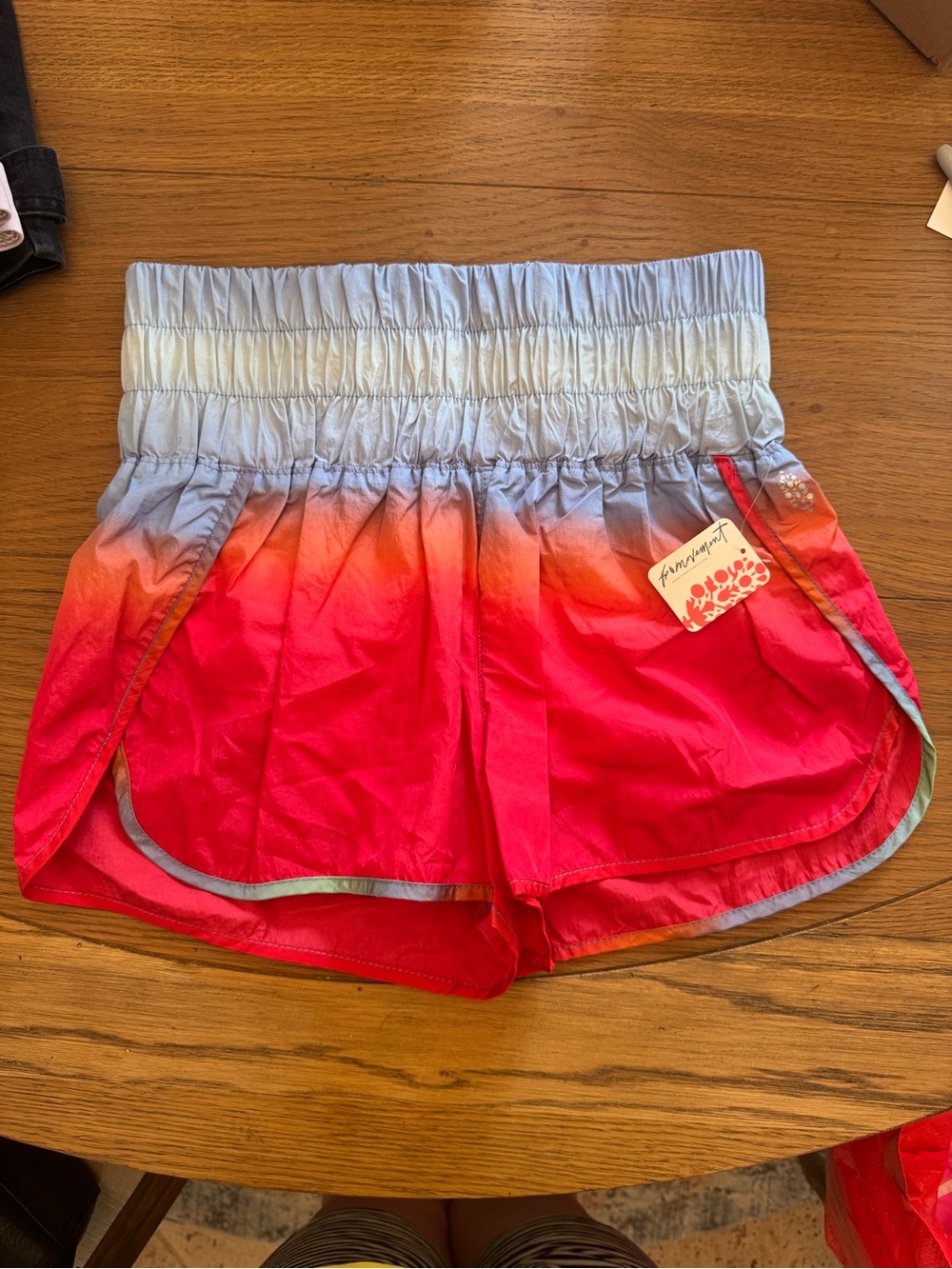 FP Movement by Free People Ombre High-Waist Athletic Shorts in Blue and Pink